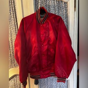 Dunbrooke Men's Vintage Red Satin Bomber Jacket